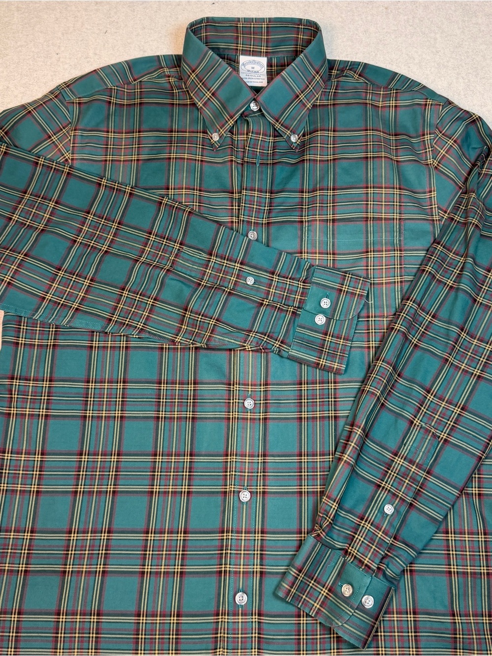 Brooks Brothers Tartan Plaid Button-Down Shirt Classic Teal